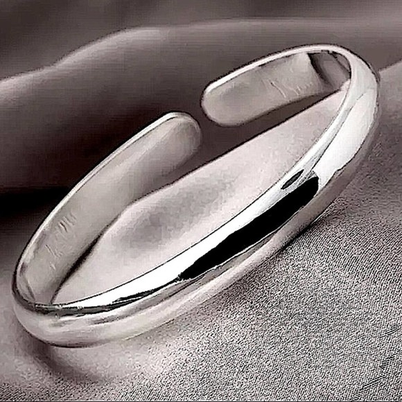 Thick Sterling Silver Cuff Bracelet, Cuff, Personalized Message, Message Bangle - Picture 2 of 13